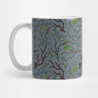 Grey deep dark forest. Saturated dark pattern. Mug